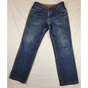 Duluth Trading Co Flex Ballroom Jeans Mens 34x32 Blue Straight Leg Work Denim